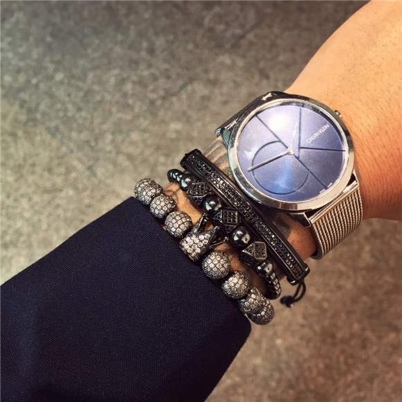 Imperial Crown King Mens Bracelet Pave CZ Gold Bracelets for Men Luxury Charm - Picture 3 of 4